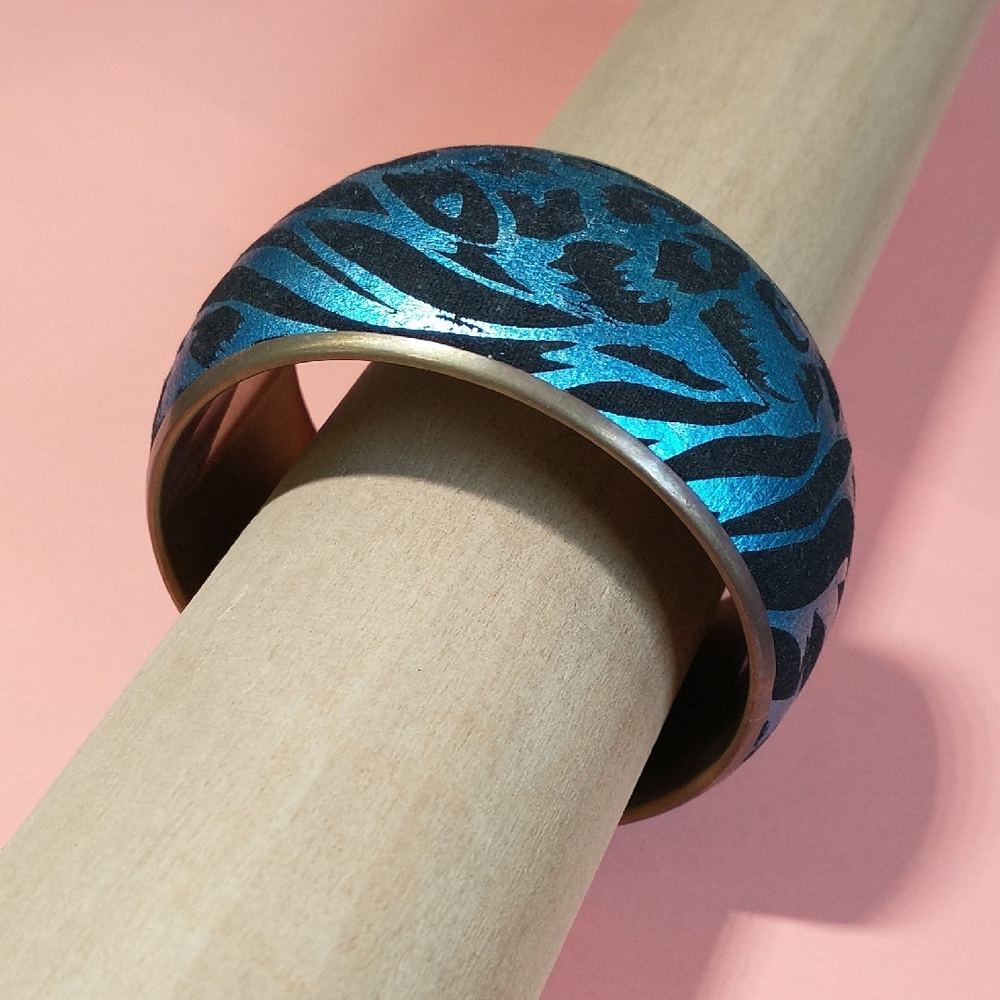 Blue and Black Animal Print Bangle Bracelet